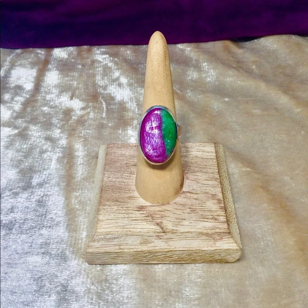 Ruby Fuchsite Spectacular Sterling Silver 925 Ring by Starborn - Picture 8 of 14